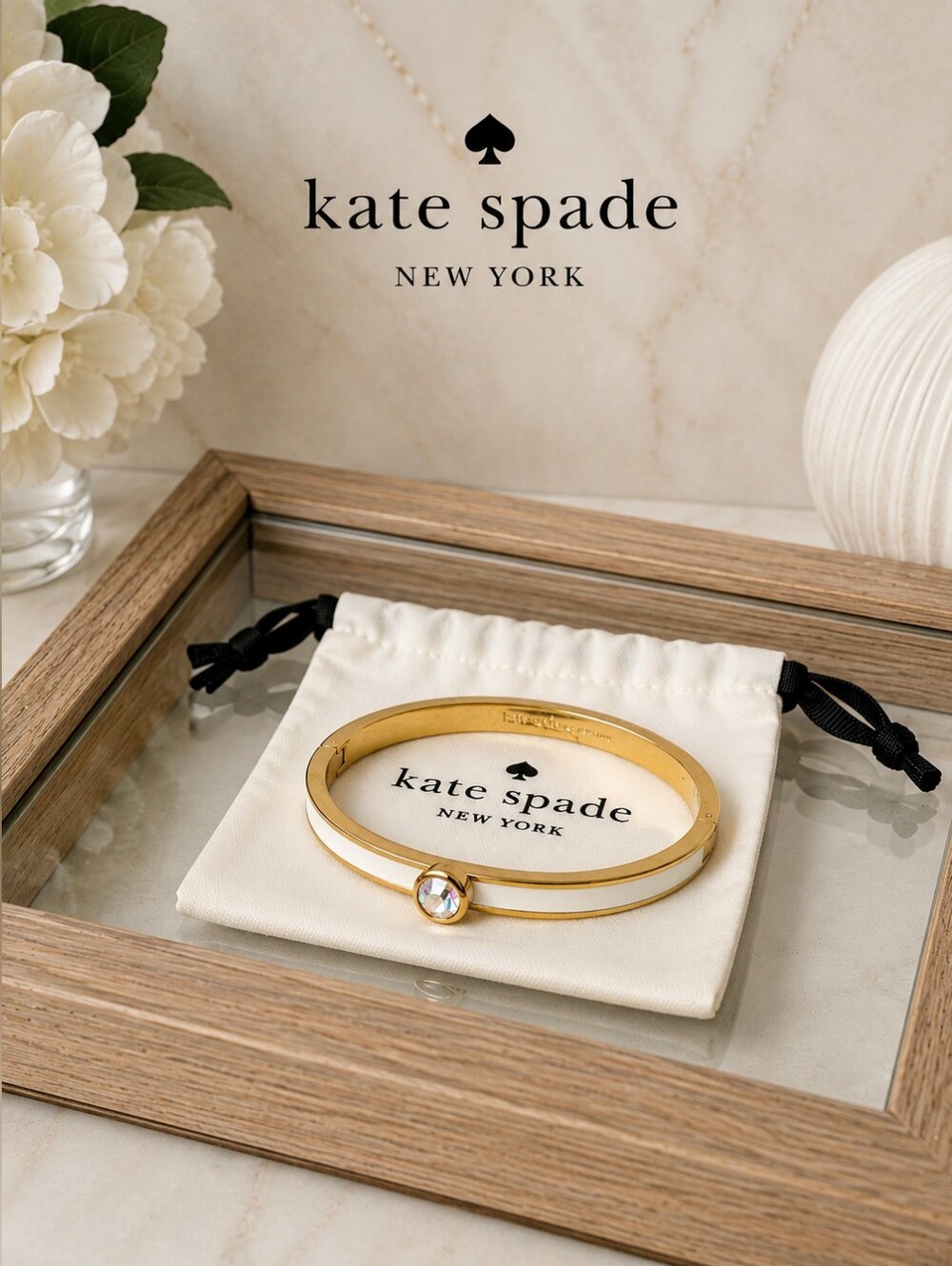 Kate Spade White Enamel Bangle Bracelet